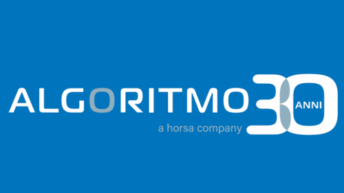Logo algoritmo, trentesimo anniversario su fondo blu