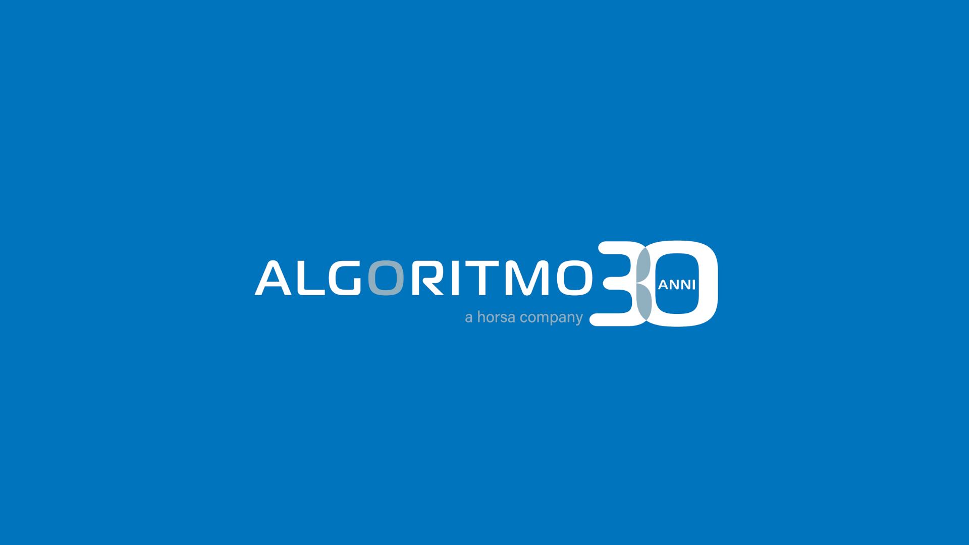 Logo algoritmo, trentesimo anniversario su fondo blu